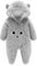 Salopette per Neonato Romper Invernale in Flanella Playsuit con Piedini Felpa con Cappuccio Cartoon,Grigio 6-9 Mesi