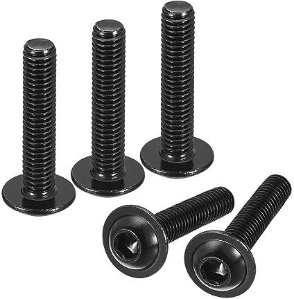 sourcing map Lot de 25 vis à tête bombée à tête bombée M6 x 30 mm en acier inoxydable 304 à oxyde noir - Vis à métaux entièrement filetées