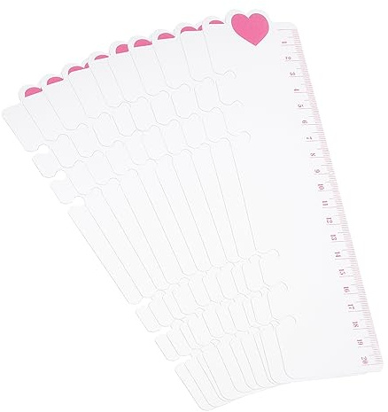 PATIKIL 10 Pack Lesezeichen Lineal 8.7x2.2 Steckbar Rosa Herz Form | Lineal Seitenmarker Buchzeichen Messgeräte, Für A6 6-Loch Bindemittel Notebook