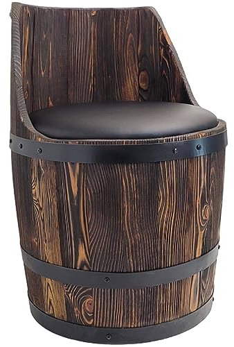weeco EIN Weinfass-förmiger Sessel, EIN einzigartiges Element für rustikale Inneneinrichtung für Weinliebhaber, Fassstühle, Faß Sessel, Faßhocker Fass-Stuhl aus Holz