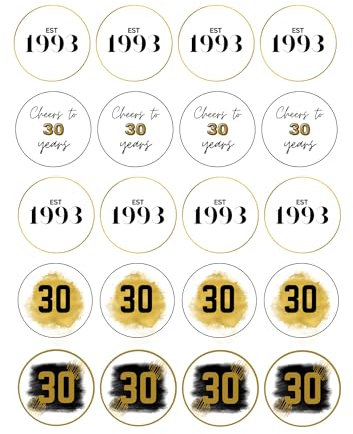20 x 4.5cm edible 30th Birthday Gold champagne prosecco flute drink toppers uncut