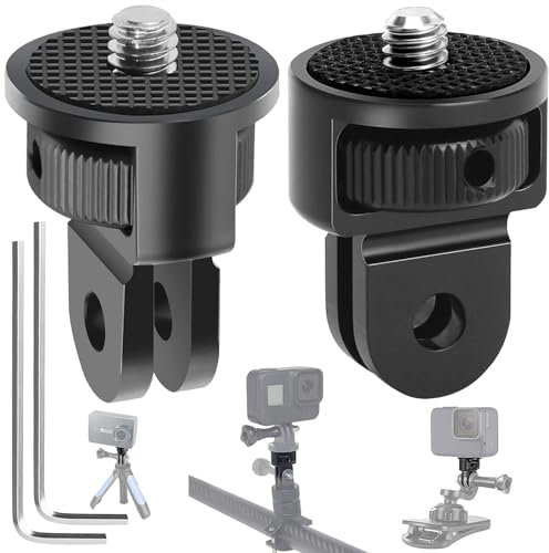 Mikqky 2 Piezas Adaptador De Trípode De Cámara 1/4 Aluminio, Giratorio 360°, para Sony, SJCAM, Xiaomi (Negro)