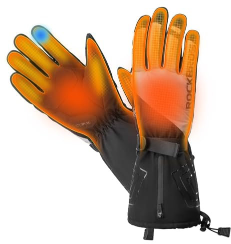 ROCKBROS Handschuhe Beheizbare Fahrradhandschuhe Winterhandschuhe Thermohandschuhe für Winterskifahren, Radfahren Motorradfahren Damen Herren M