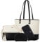 LOVEVOOK Handtasche Damen Groß Handtaschen Set Umhängetasche Shopper Tasche Schultertasche 4-teiliges Set Frauen Geschenk für Büro Uni Reise, Beige Schwarz