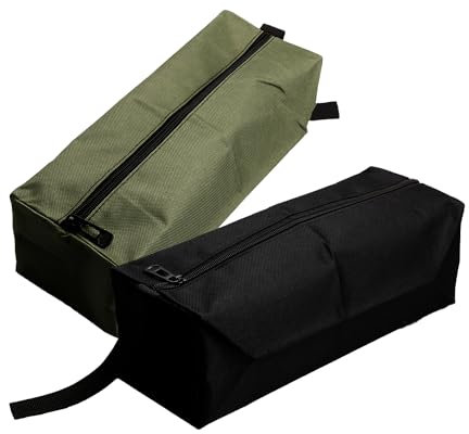 Rumyve 2-Pack Multi-Purpose Zipper Canvas Tool Bags, Waterproof, Black and Green Storage Bags