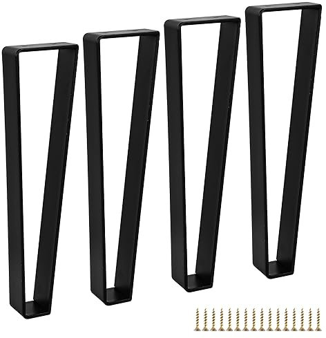 TCHOSUZ Lot de 4 pieds de meubles triangulaires modernes en métal du milieu du siècle, pieds de rechange pour projets de bricolage, canapé, canapé, banc, armoire, table de chevet, meuble TV, noir
