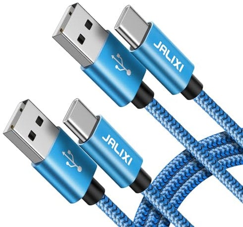 JALIXI USB C Cable 1.8m/6ft, Samsung Tablet Charger Cable Fast Charging Nylon for Samsung Galaxy Tab A7 A8 A9, S6 S7 Plus S8 Fe S9, for Fire HD 8 10, for iPad 10th, Blue
