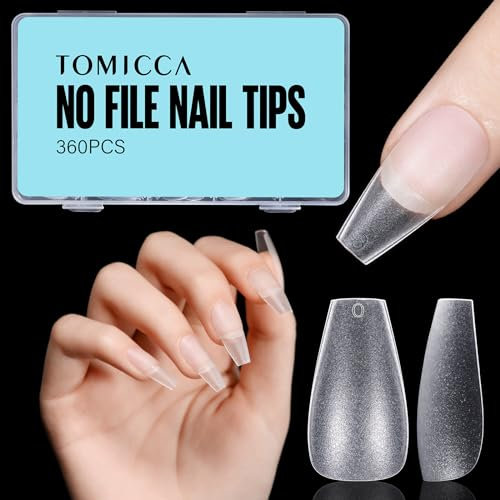 TOMICCA 360 Pièces Capsule Americaine Ongle, 15 Tailles Faux Ongles, Cercueil MoyensTransparent Couverture Complète, Avec Valise De Rangement, Pose Americaine Capsule pour Diy Nail Art