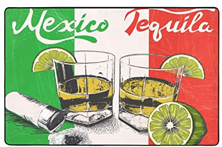 AAPIKA Teppich mit Mexiko-Flagge und Tequila, bedruckt, 150 x 100 cm, Flanell, rutschfest, weich, langlebig und vielseitig