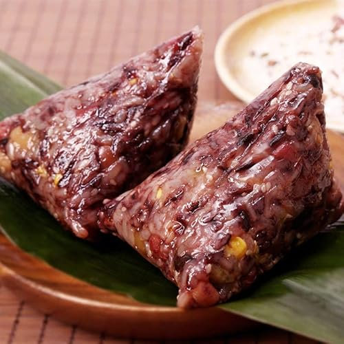 Black rice honey dates&bean paste Zongzi, Duanwu sweet Zongzi, nutritious purple Glutinous rice cakes, traditional hand-made cakes, Chinese snacks, dumplings, dessert (Bean paste filling,1 pc)