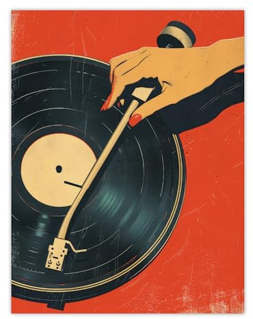 Artery8 Vintage Retro Vinyl Record Player Spin 1950's Pulp For Living Room Unframed Wall Art Print Poster Home Decor