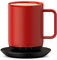 VSITOO Temperature Control Heated Coffee Mug,S3PLUS Smart Heated Cup,Suitable for Manual and APP Controlled Coffee Warmer,Heating Mug is Rechargeable or Battery Powered,LED Light (14 oz Red)