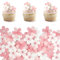 60 Stück Sakura Tortendeko Blumen für Torte Kirschblüten Tortendeko Blumen Tortendeko Rosa Muffin Deko Blumen für Hochzeit, Geburtstag, Babyparty, Zubehör