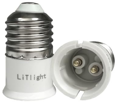 LiTlight E27 to B22 Socket Converter, Socket Adapter, Screw Edison to Bayonet Bulb Adapter, For LED Bulbs/Incandescent Bulbs/CFL Bulbs, 2 Pcs