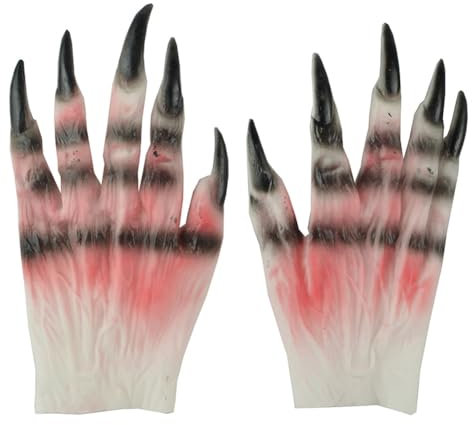 Uposao Skeleton Gloves Halloween Hands Costumes Halloween Black Nails Claws Paws Ghoul Costume Fancy Dress Masquerade Party Props Accessory for Adults Women Men