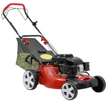 Cortacésped de Gasolina de 4000 W, 4 Tiempos con 8 Niveles de Altura Regulable, con Motor de Gasolina de 4 Tiempos de 140 CC