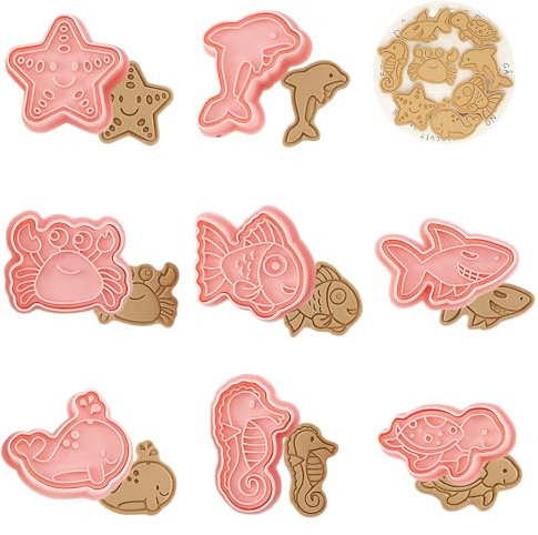 Honicemar Lot de 8 Emporte Pièces Moule, 3D Plastique Biscuit Moule, Motif Dessin Animé Moule Animaux Cookie Pour Pâtisserie Décoration De Fondant Biscuit Gâteau