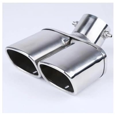 HGMGFYCX Auspuffblenden Autoauspuff-Schalldämpfer Endrohr Mit Doppeltem Auslass Auslassdüse Ende Mit Quadratischem Ende Auspuffrohr Für Das Auto(Silber)