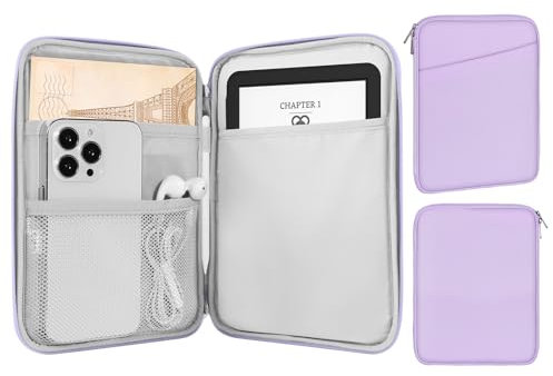 MoKo 6-7'' eReader Sleeve Bag para iPad Mini 7 (A17 Pro)/6/5/4/3/2, 7'' ereader Colorsoft Signature Edition, 6'' ereader 11th/10th/8th Gen, 6.8'' ereader Paperwhite 11th/10th Gen 2021/2018, Morado