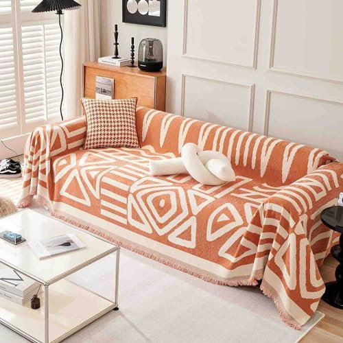 Extra großer Sofaüberwurf mit Quaste für 3-Sitzer, Couch, rutschfeste Überwurfdecke für Ledersofa, Sessel und Bett, 117 x 180 cm