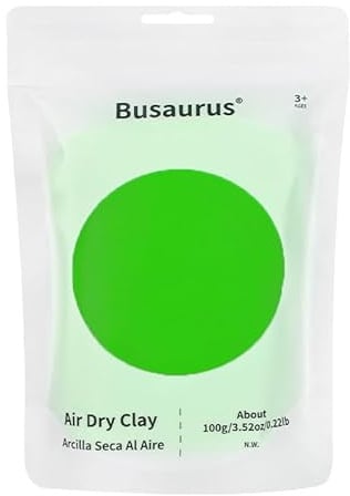 Busaurus 100g Grün lufttrocknende Modelliermasse, magische Modelliermasse für Kinder, bunte, weiche Knete für Schulbedarf, Schleim, Kunstprojekte und Cosplay