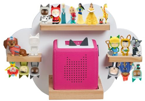 Gieanoo Cloud Tonies Shelf, for Toniebox Storage for 12-20 Toine Figures Characters Wall Shelf Magnetic for Kids Play Room(White)