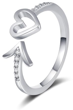 JchEnye 1 Stück Unisex-Ring - Moderner Edelstahl-Open-End-Dekoring - Damenschmuck，Cupido-Ring, Herzform, Pfeilspitze, Valentinstagsgeschenk