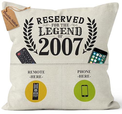 CROWNLY® 2007 Geschenke zum 18. Geburtstag – Mädchen & Junge – Kissenbezug 45x45 Personalisiert – Coole Sachen für Jungs & Mädchen – Personalisierte Geschenke für Männer & Frauen