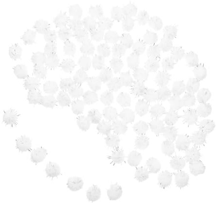 DIYEAH Glitzernde Bastel Pompons in Weiß, 100 Stück, Polypropylen