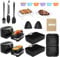 Silicone Air Fryer Liner Accessories for Ninja Foodi Flexdrawer AF500UK AF500UKCP, Reusable 10.4L & 2 * 5.2L Silicone Liner Set with Grilling Rack, Silicone Cup, Oil Brush, Oil Paper, Gloves, Clip