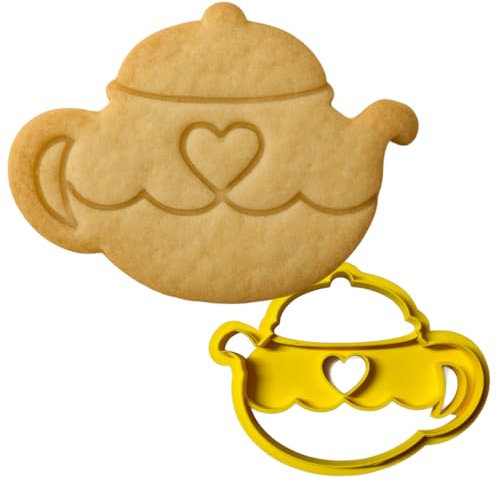 Tagliabiscotti Teiera 11,5x8,6 cm – Stampino a Forma di Teiera con Cuore – Idea Regalo e Decorazione per Biscotti – Handmade in PLA Ecologico – Instile3D