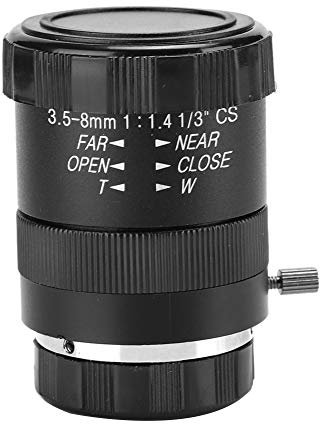 plplaaoo Handbuch Iris Zoom Objektiv Premium Aluminiumlegierung CCTV -Kamera -Objektiv für Überwachungssysteme Schwarz 3,5 8mm F1.4 CS Mount 720p HD