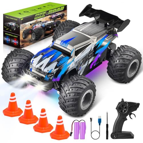 HAWAJOK 1:16 Scale High-Speed RC Car, All-Terrain Off-Road Truck with 2.4GHz Remote Control, Includes 2 Rechargeable Batteries, Fun Toy for Kids Ages 3+, Perfect for Birthday