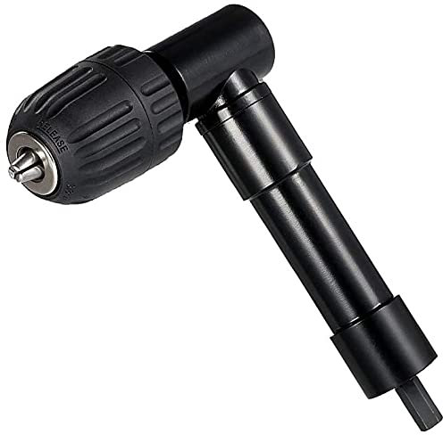 Heavy Duty Aluminium 90° Right Angle Drill Attachment with 3/8 Keyless Chuck - Suitable for 3/8 (10mm) or 1/2 (13mm) Chucks
