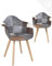 KAYELLES Lot de 2 chaises fauteuils scandinaves Patchwork Multicolore, siège à accoudoirs, rembourré Mousse, Pieds Bois de hêtre Claire NEDA (Patchwork Marron)
