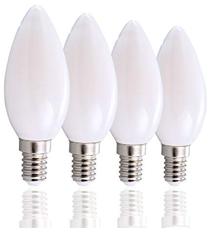 Paco Home Glühbirne E14 Fassung C35, Vintage Leuchtmittel Mit Milchglas-Optik Dimmbar, Leuchtmittel-Set: Milchig 4er Set