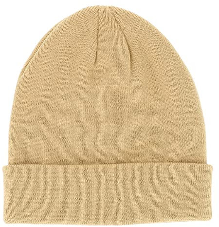 SHIPITNOW Beige Herren oder Damen Wintermütze Einfarbig - Basic Strickmütze ohne Bommel - 100% Acryl Beanie- Einfaches und klassisches Mützen ohne Marke - Einheitsgröße