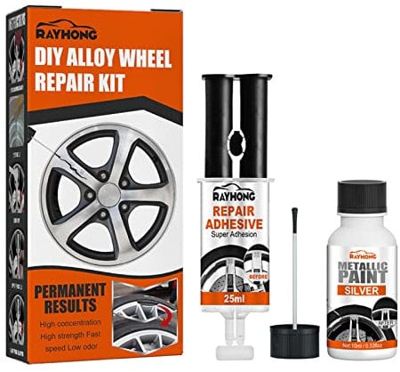 Bexdug 13pcs Wheel Scratch Repair Kit, Half Hour Fast Fix Alloy Wheel Rim Repair Kit for Rim Damage, Silver Wheel Paint, Car Rim Repair Kit