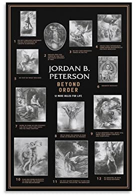 QINGYUAN Jordan Petersons 12 Rules For Life Motivierende inspirierende Zitate Poster Bild Druck Leinwand Poster Wandkunst Moderne Heimkunstwerke 40 x 60 cm