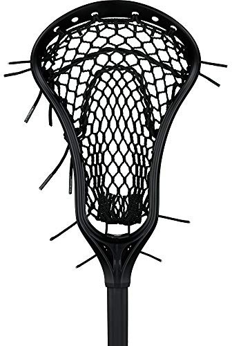 StringKing Girl's Starter Junior - Complete Youth Lacrosse Stick Strung with Women's Type 4 Performance Mesh (Black/Black)