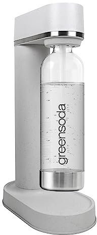 greensoda Wassersprudler (weiß) - nachhaltig und plastikfrei sprudeln + 1 Liter Wasserflasche