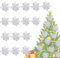 15 Stück Weihnachten Glitzer Weihnachtsstern Blumen, Poinsettia Weihnachtsbaum Künstliche Blumen, Künstlicher Blumenschmuck mit Clips Weihnachtsblumen für die Weihnachtsbaumdekoration, Weiß