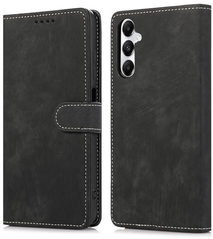 MIKULLE Funda para Samsung Galaxy A05s 4G (6.7),Magnético Carcasa de Tipo Libro Función de Soporte Plegable PU Cuero Tapa Movil Flip Wallet Case - Negro