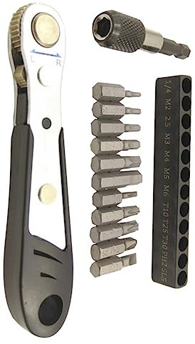 BIUDECO 1 Satz Autore Parat Werkzeug Mit Schnellem Schraubens Chl Üssel Mini-ratsche Mikro-steckschlüssel Reperaturset Micro-bit-ratsche Mini-schraubendreher-bit Pedal T25 Fahrrad