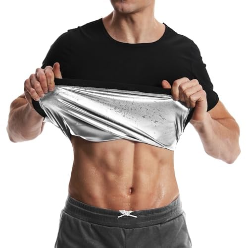 Vigorix Sauna-Shirt, Taillentrainer für Herren, Schweißweste, Workout, Fitnessstudio, vielseitiger Shaper, Schweißverstärker, kurzärmelig