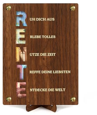 Giftota Ruhestand Geschenk Holz mit Abschiedskarte, Rentner Geschenk Mann Frau, Abschiedsgeschenk Kollegen Rente, Geldgeschenke Verpackung