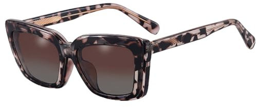 MUTYNE Quadratische Brillenfassung, modische Sonnenbrille für Damen, Katzenauge, magnetisch, UV400, Acetat, Leopard, Leopard mit Braun, Einheitsgröße