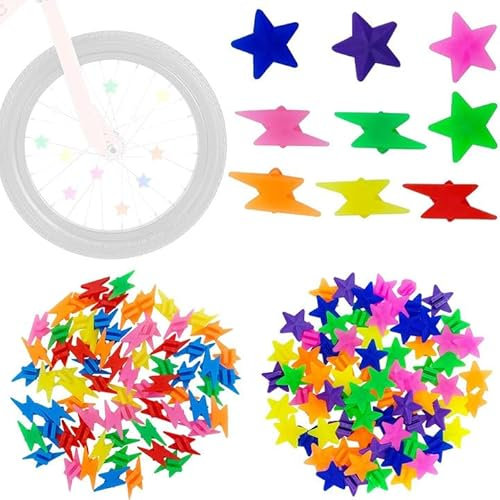 144 Piezas Decoraciones de Cuentas de Radios de Bicicleta de Colores, Clicker de Radios Reflectantes de Bicicleta para niños, Cuentas de Radios de Rueda para Bicicleta de niños