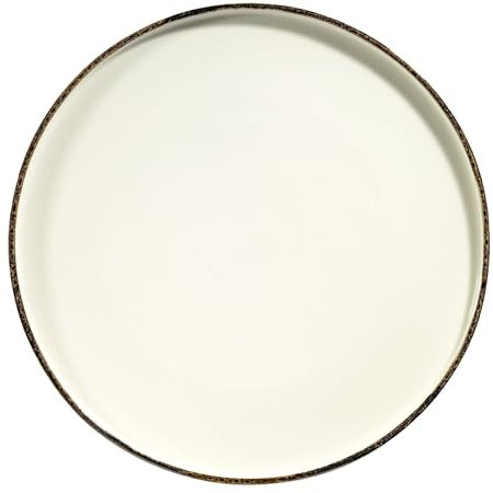 METRO Professional Assiette Plate Ateo, Porcelaine, Ø 24 cm, Beige avec Bordure Marron, Lot de 6