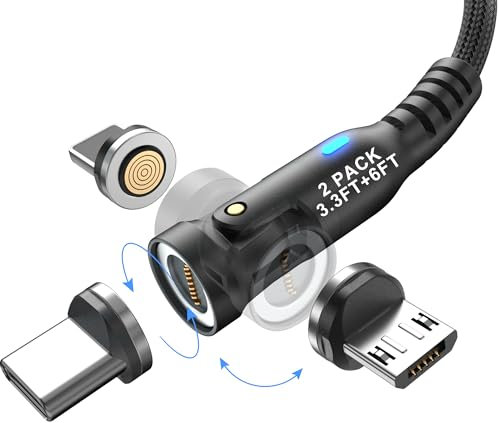EndlesShine Magnetisches isches Ladekabel Schnelles Laden PD100W Magnetisches isches Telefon-Ladegerät.USB C Kabel Micro USB iProduct 3 in 1 für MacBook Pro Ladekabel Android Samsung[1m+1.8m Schwarz]
